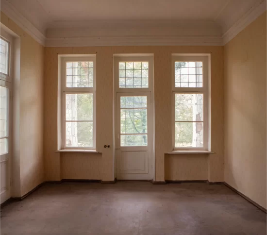 Interior windows of the brick house